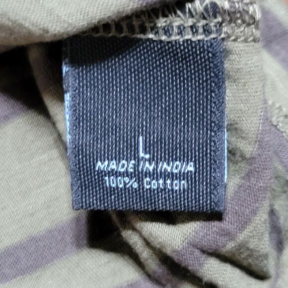 Marc Anthony SS Army Green / Dk Green Stripes V-Neck Tee - Size Large - Picture 5 of 5